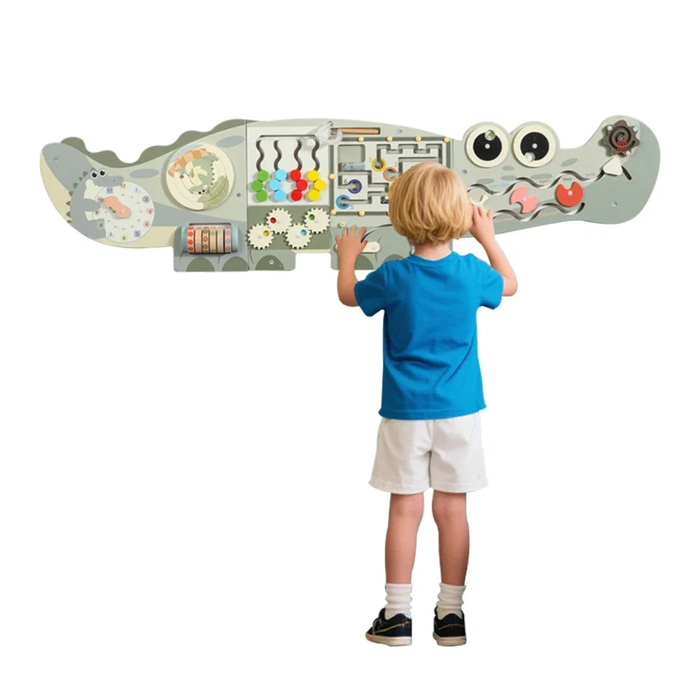 Wooden Crocodile Busy Board Activity Wall