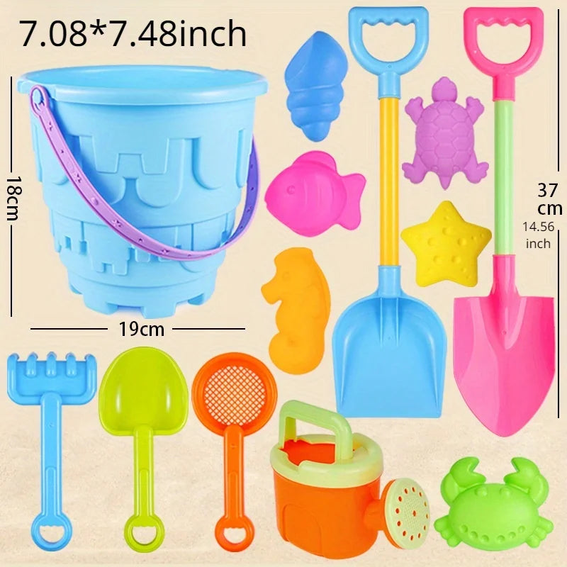 Children's Bucket, Spade and Sand Mold 13-Piece Beach Set