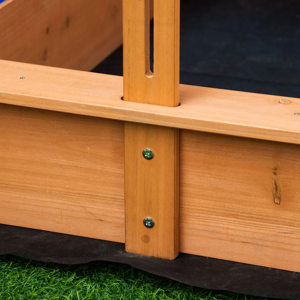 Children's Wooden Sand Pit With Height Adjustable Sun Shade Canopy