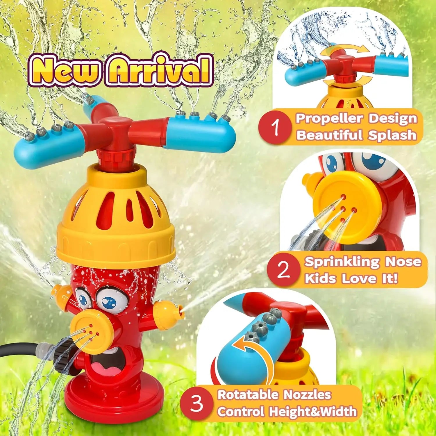 Water Spray Toy Hydrant Sprinkler Outdoor Backyard Garden Water Toys Summer Yard Cartoon Splash Sprinkler Baby Bath Toy for Kids