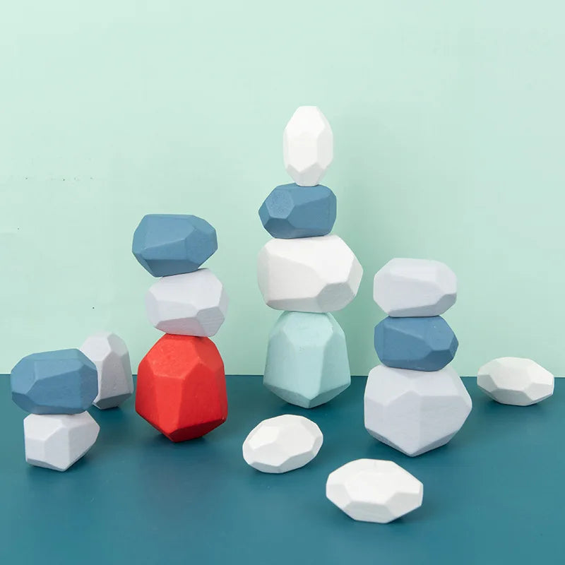 21/36 Piece Wooden Sorting & Stacking Sensory Stones