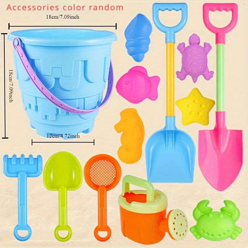 Children's Bucket, Spade and Sand Mold 13-Piece Beach Set