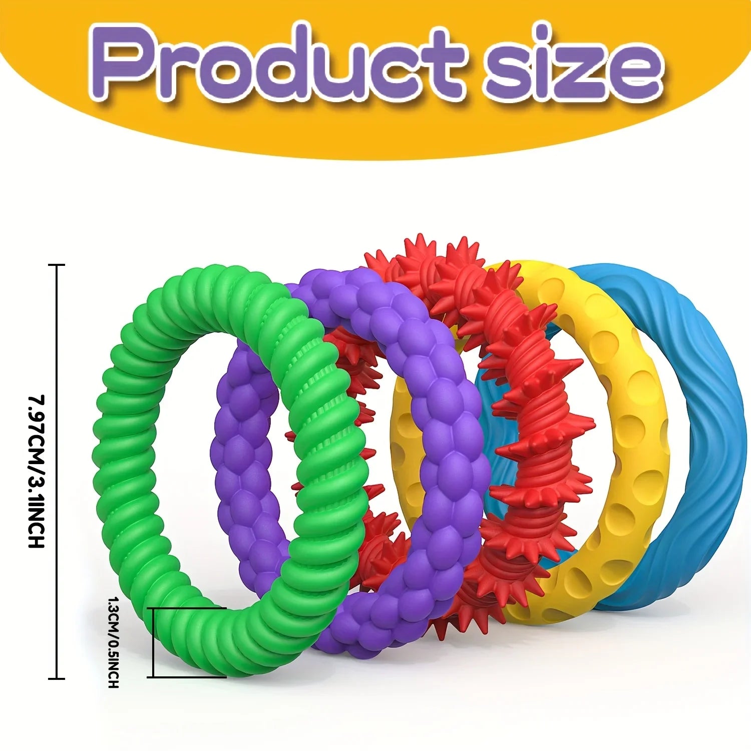 5 Pack Textured Sensory Fidget Bracelet Set
