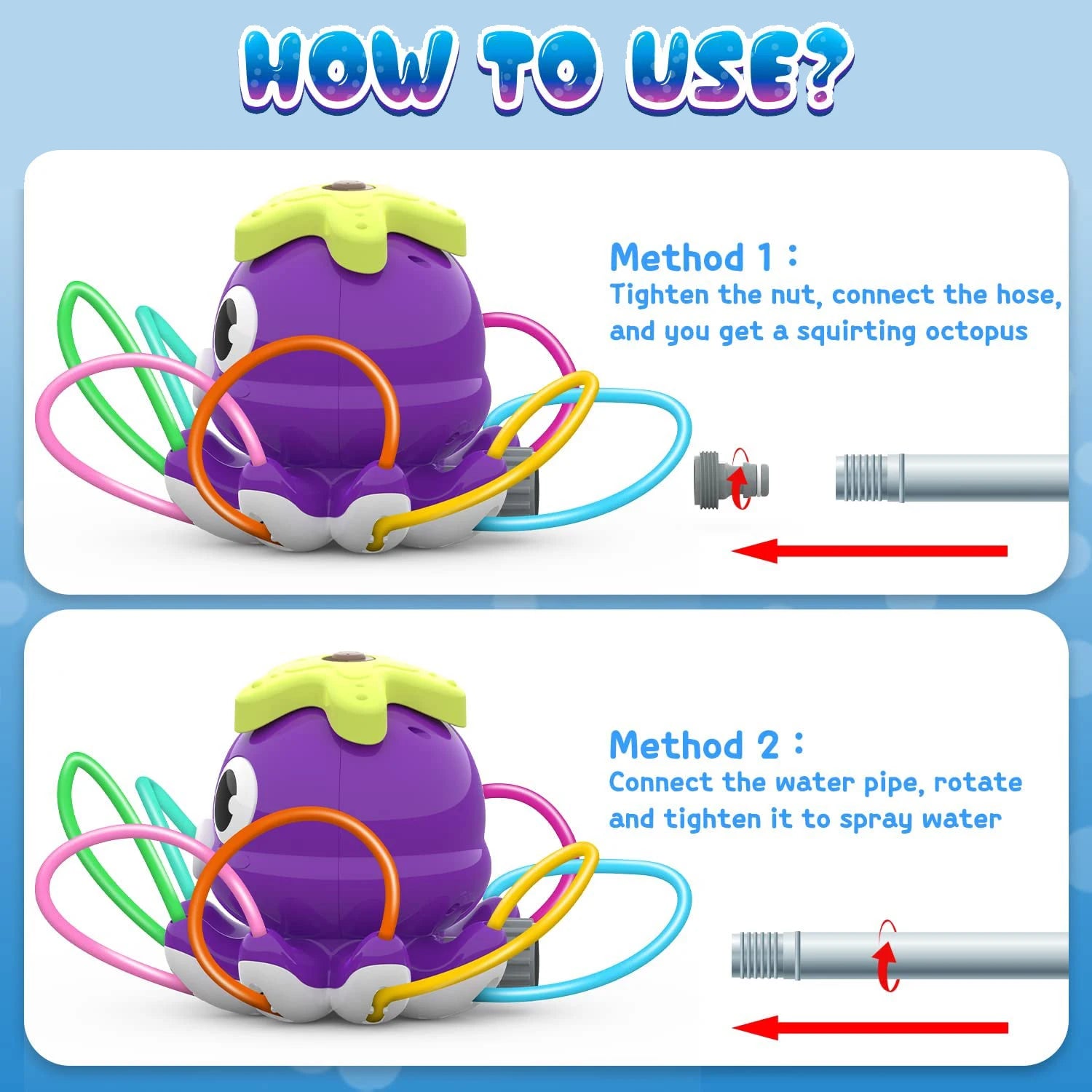 Octopus Sprinkler Water Spray Outdoor Toy Backyard Garden Water Toys Summer Yard Cartoon Splash Sprinkler Baby Bath Toy for Kids