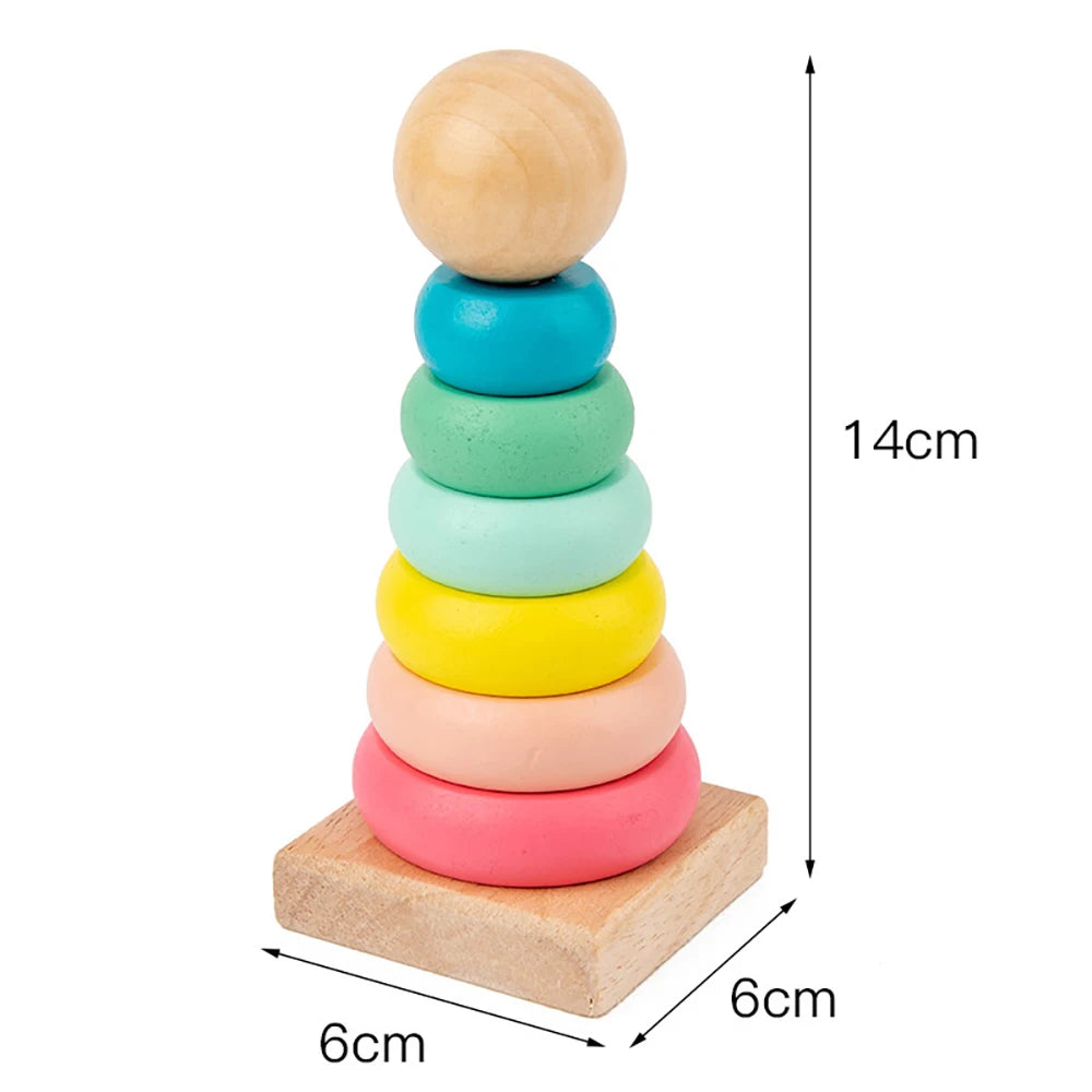 Rainbow Wooden Ring Stacking Tower