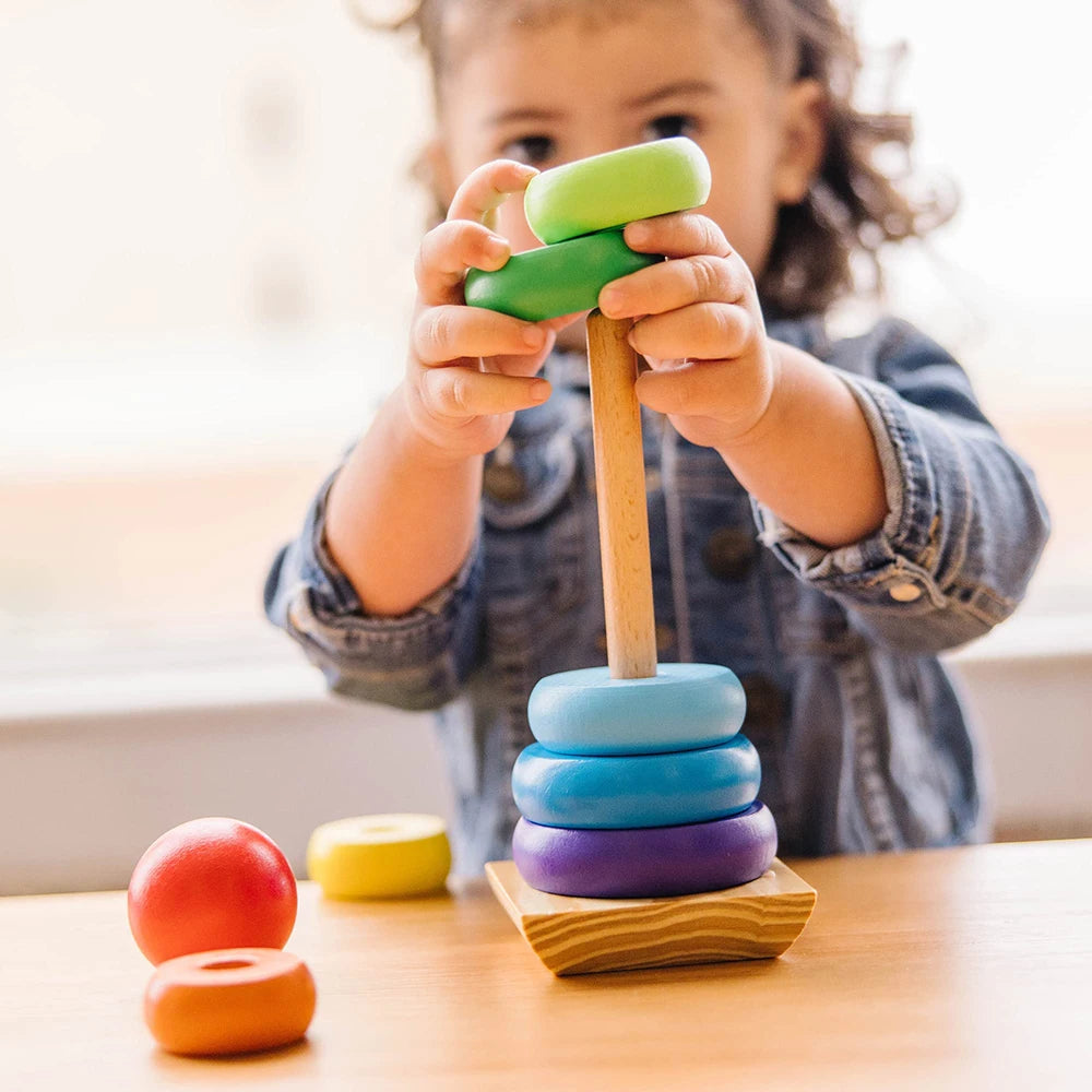 Rainbow Wooden Ring Stacking Tower