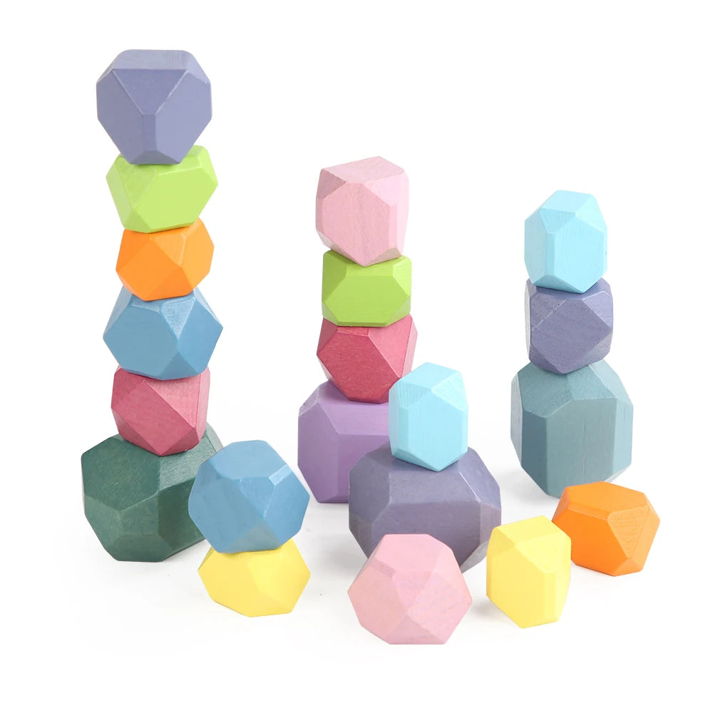 21/36 Piece Wooden Sorting & Stacking Sensory Stones