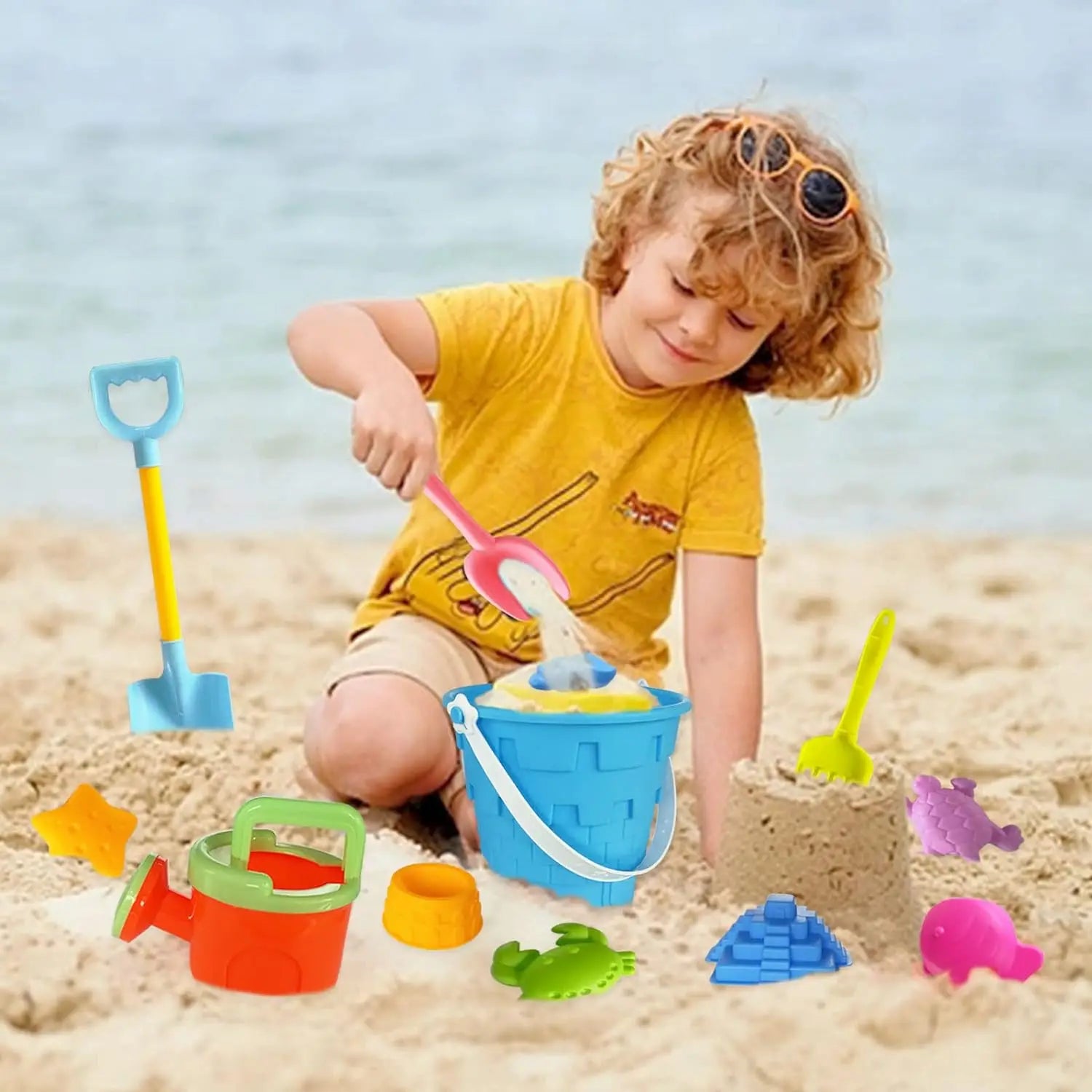 Children's Bucket, Spade and Sand Mold 13-Piece Beach Set
