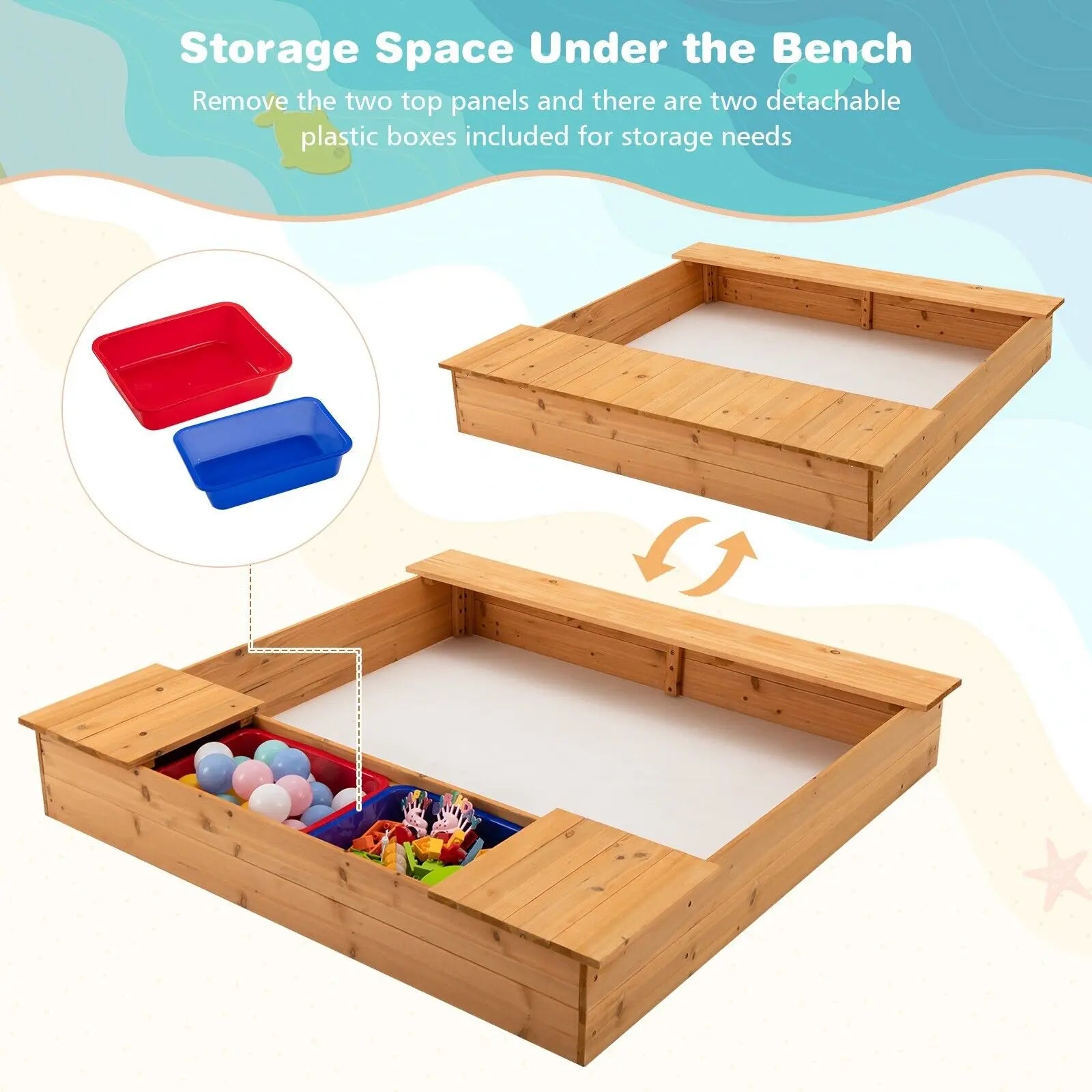 Children's Wooden Outdoor Garden Sandpit
