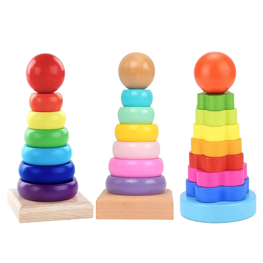 Rainbow Wooden Ring Stacking Tower