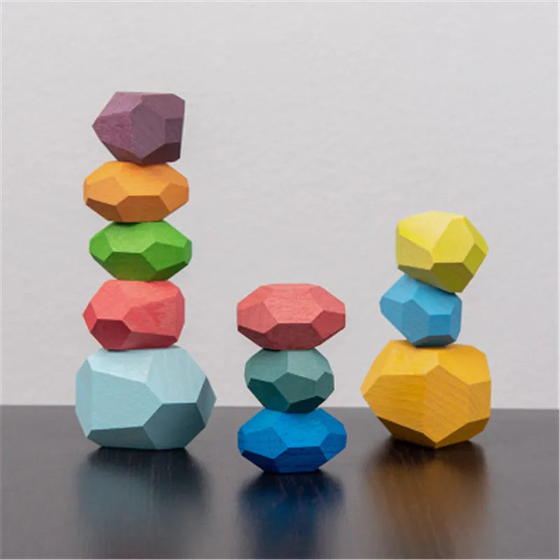 21/36 Piece Wooden Sorting & Stacking Sensory Stones