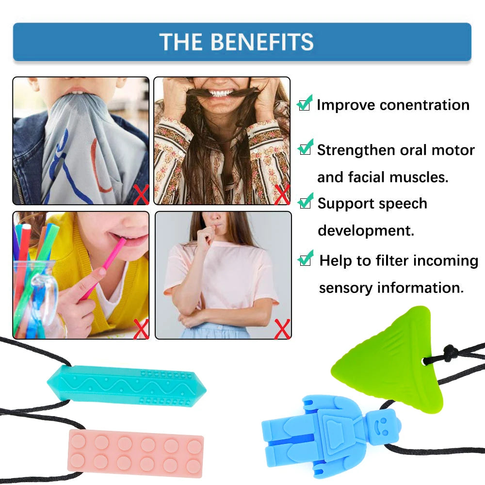 2 Pack Sensory Chew Silicone Necklace Set