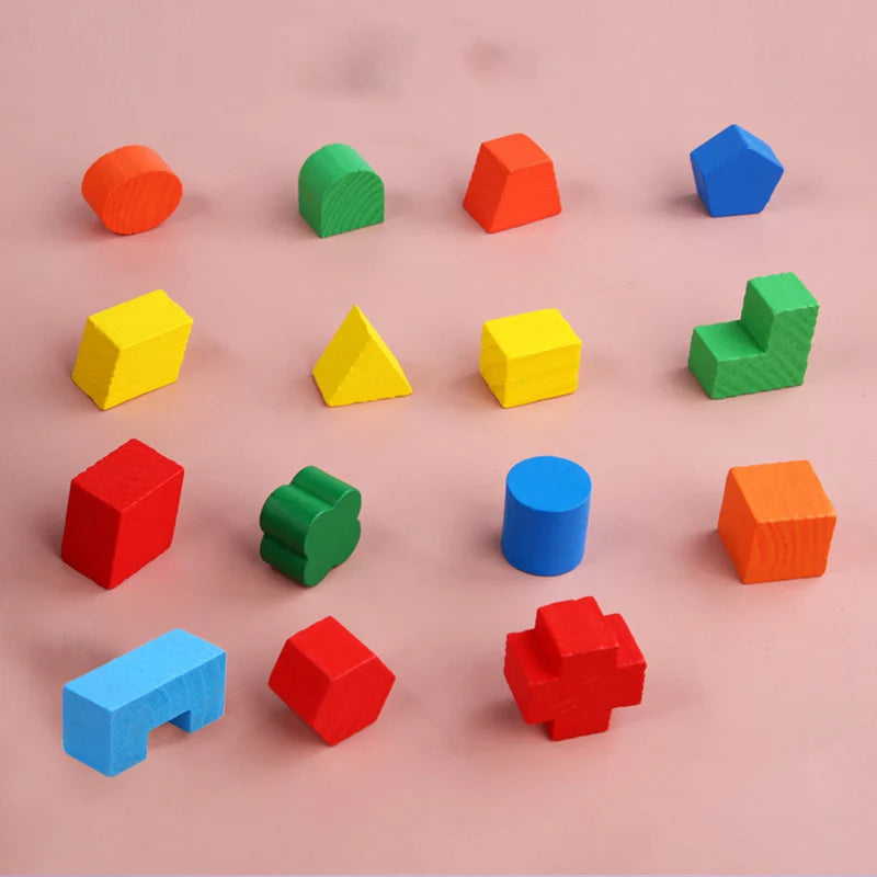 Children's 15-Hole Wooden Shape Sorter Cube