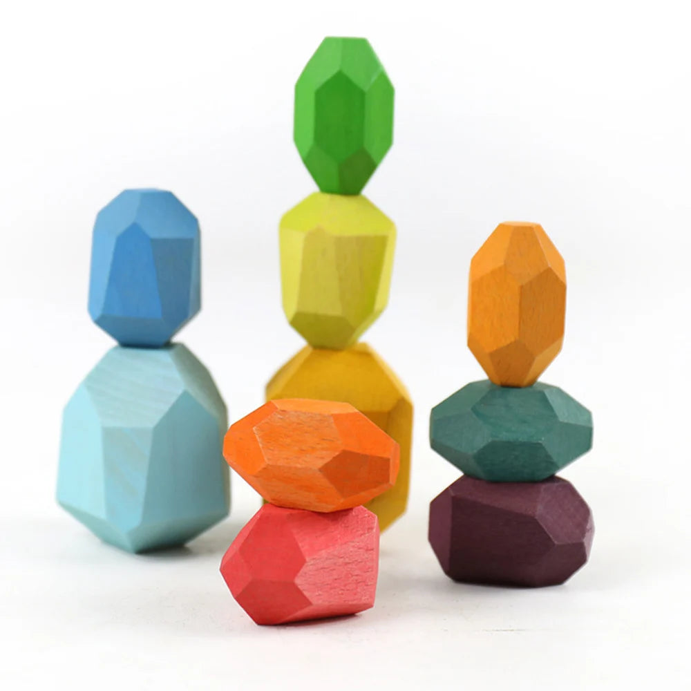 21/36 Piece Wooden Sorting & Stacking Sensory Stones