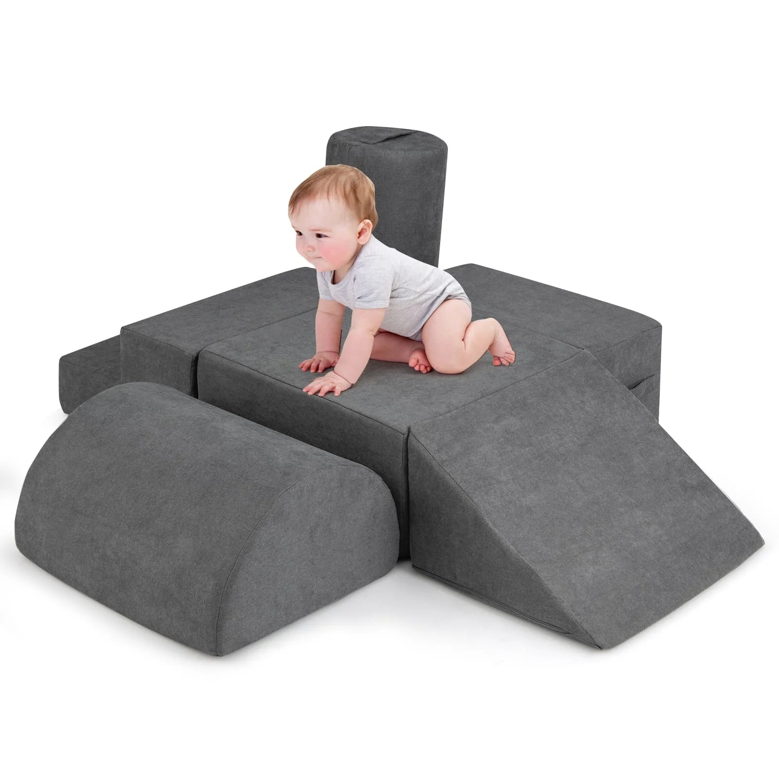 Indoor 6-Piece Grey Indoor Soft Play Climbing Blocks