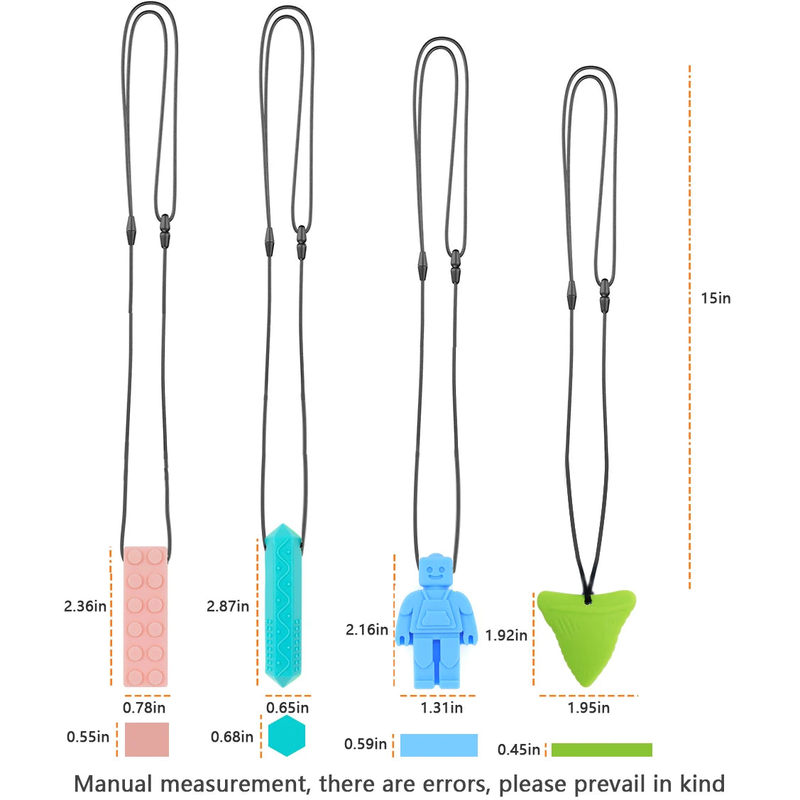2 Pack Sensory Chew Silicone Necklace Set