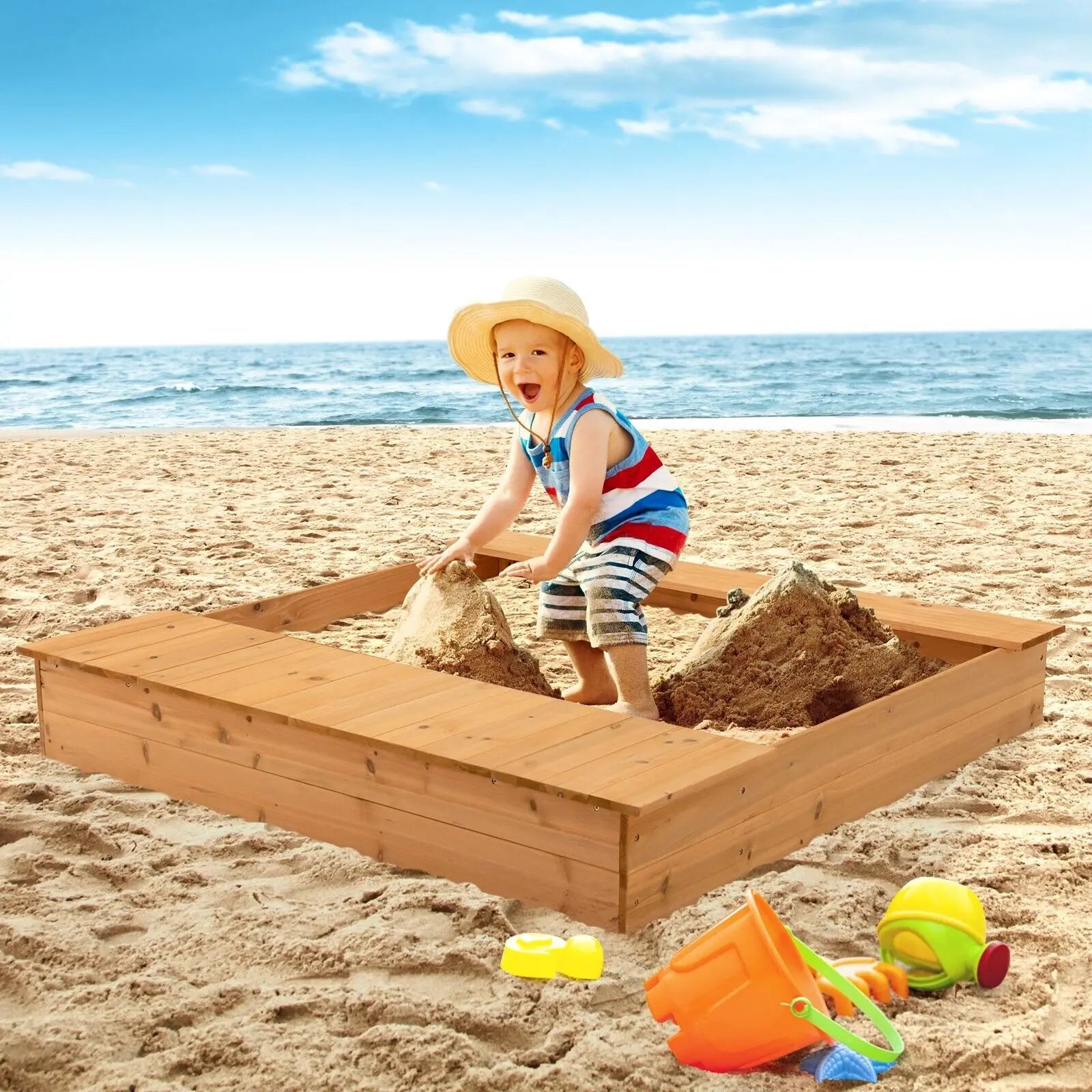 Children's Wooden Outdoor Garden Sandpit