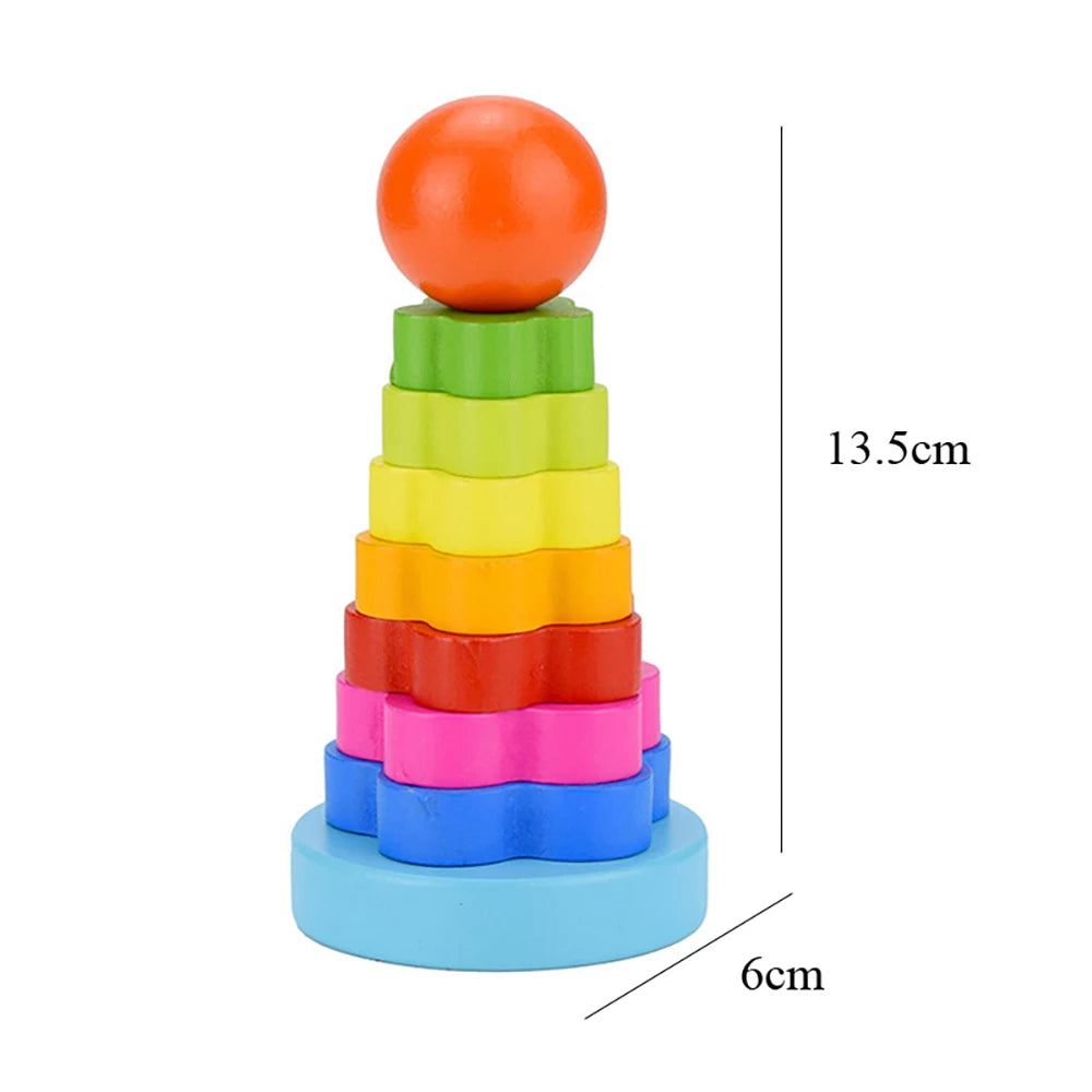 Rainbow Wooden Ring Stacking Tower