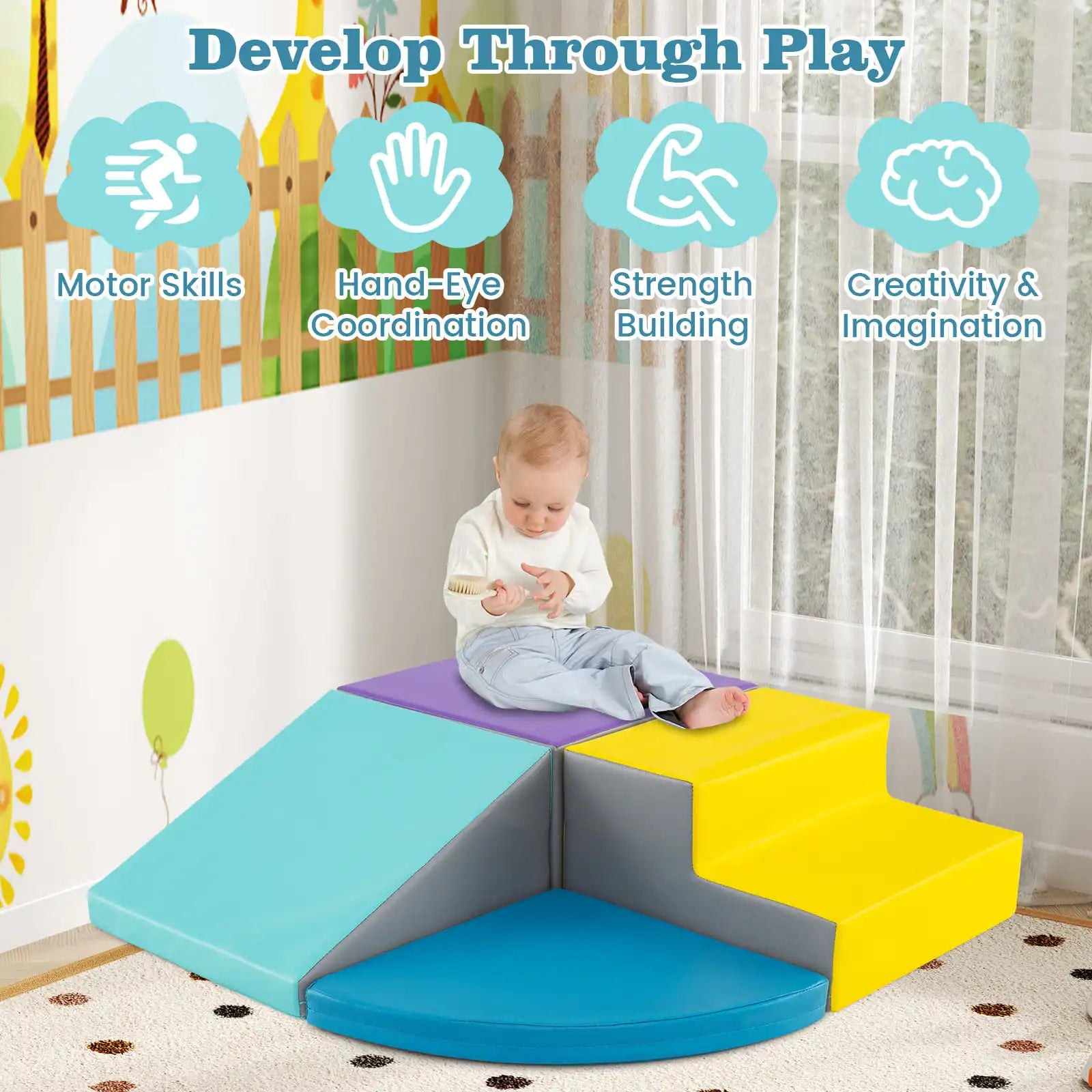 Indoor 4-Piece Soft Play Climbing Set for Children