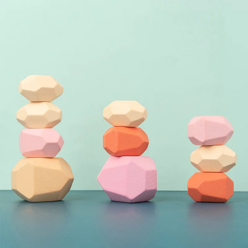 21/36 Piece Wooden Sorting & Stacking Sensory Stones