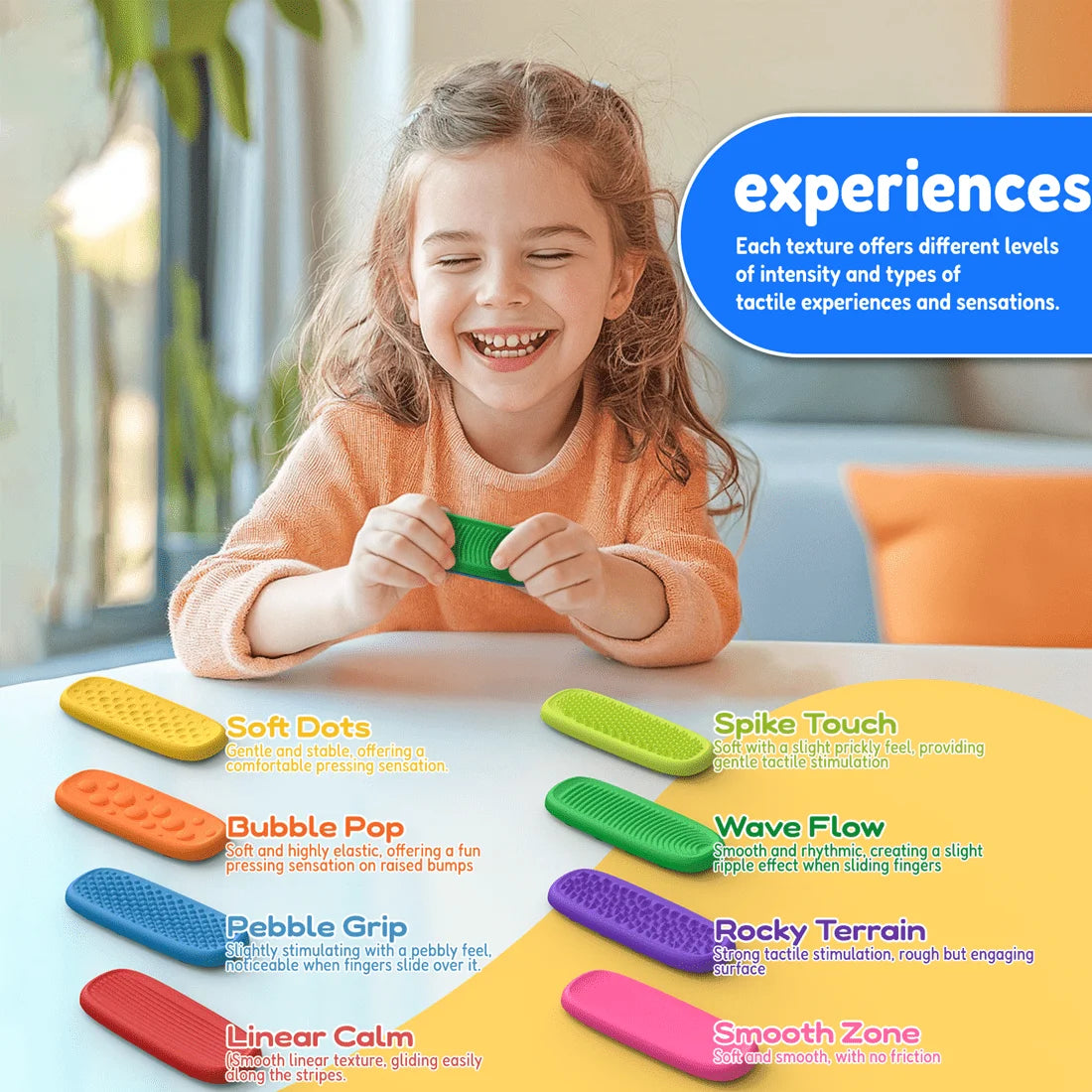 Textured Zen Silicone Sensory Fidget Strips
