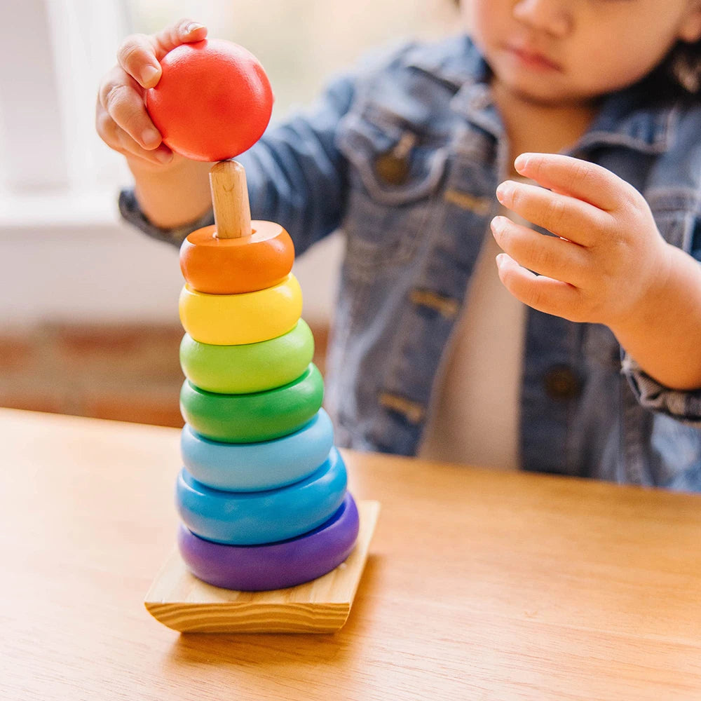 Rainbow Wooden Ring Stacking Tower