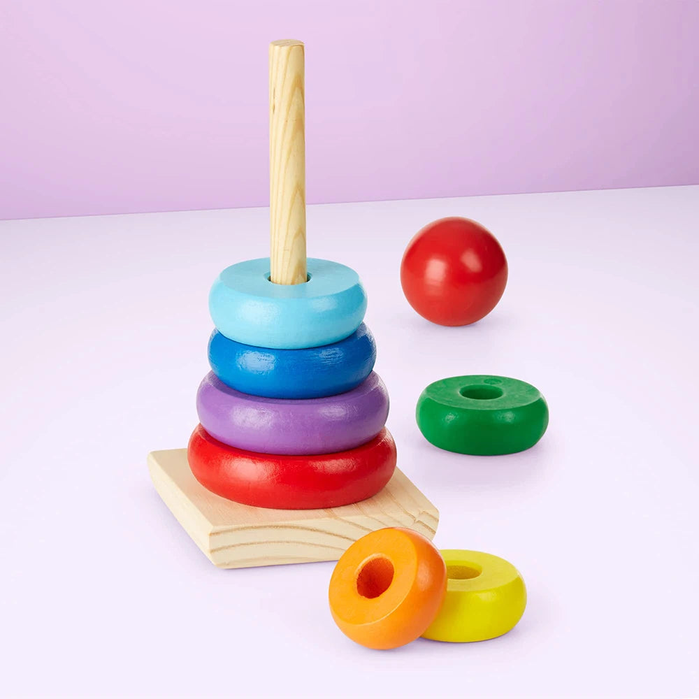 Rainbow Wooden Ring Stacking Tower