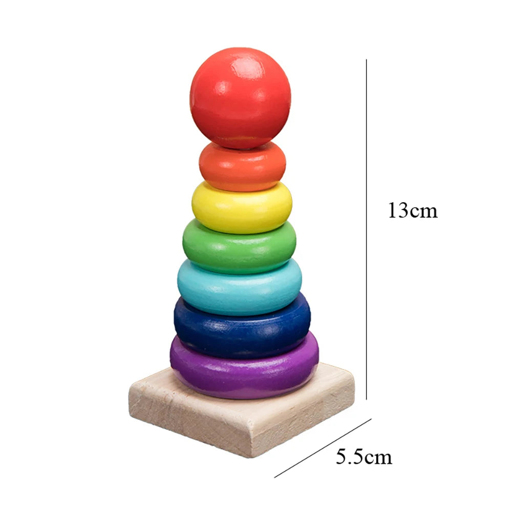 Rainbow Wooden Ring Stacking Tower